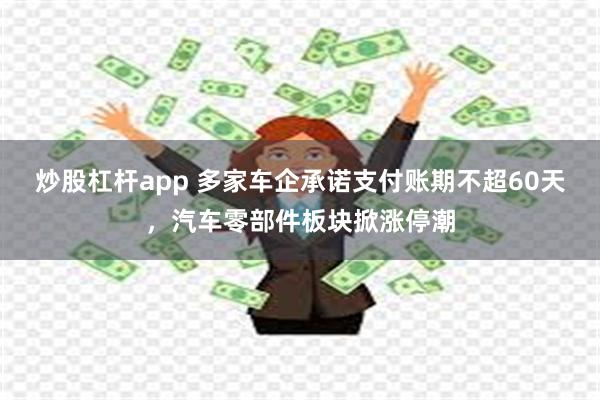 炒股杠杆app 多家车企承诺支付账期不超60天，汽车零部件板块掀涨停潮