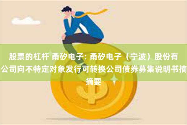 股票的杠杆 甬矽电子: 甬矽电子(宁波)股份有限公司向不特定对象发行可转换公司债券募集说明书摘要